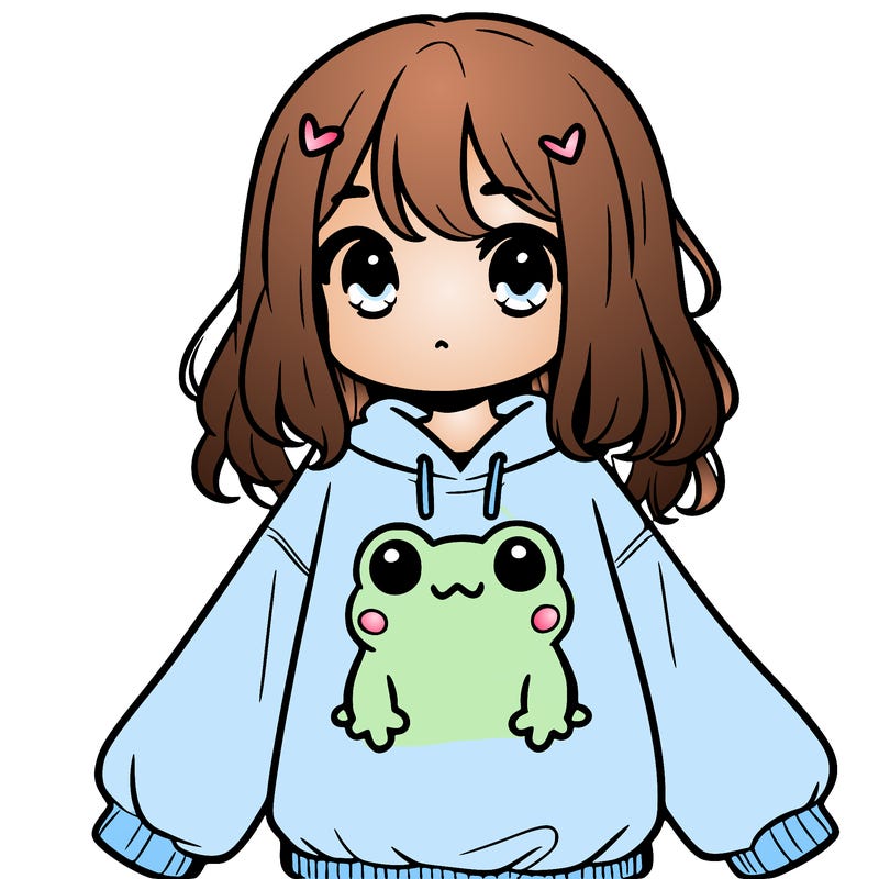 girl wearing frogging sweatshirt