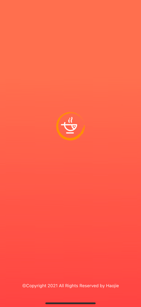 Postpartum meals app splash screen with a white bowl and fish icon on an orange background