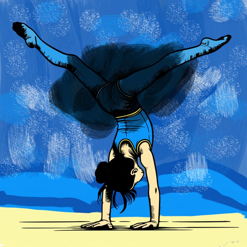 realistic gymnastic hand stand girl in four splits