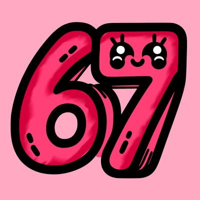 the numbers 67