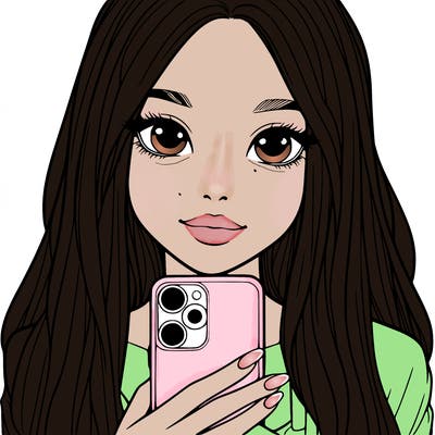 realistic girl with a phone