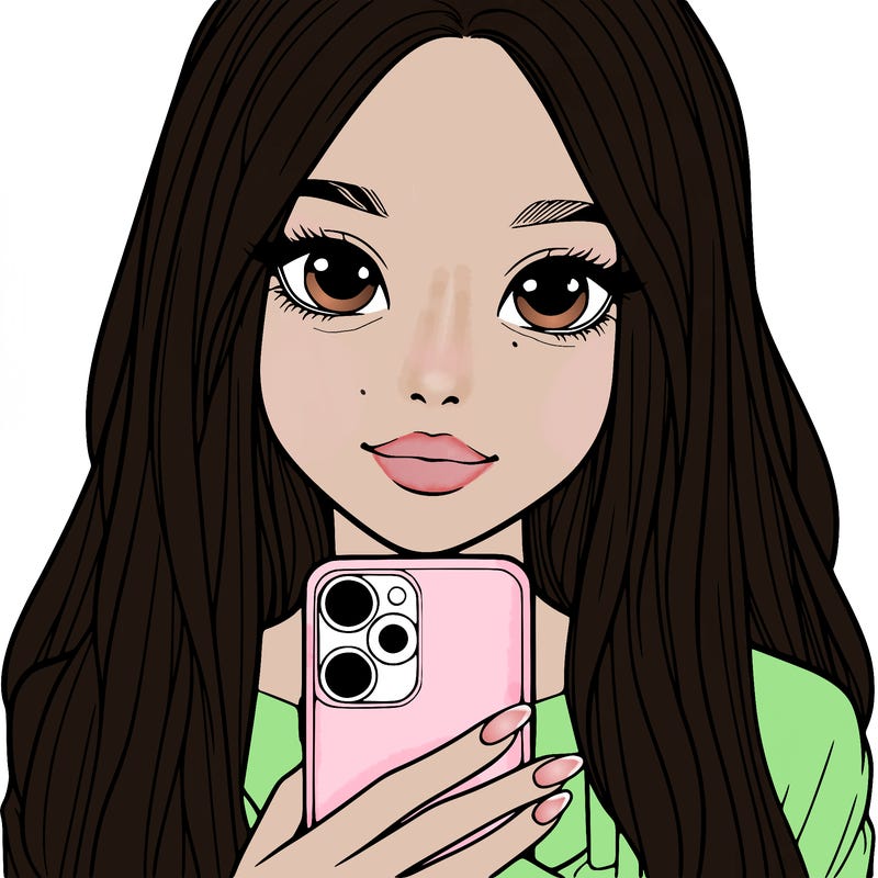 realistic girl with a phone