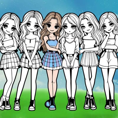 a group of girls realistic