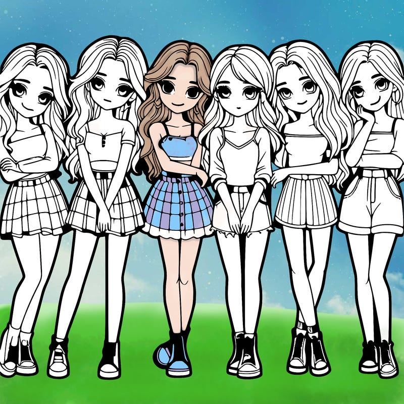 a group of girls realistic