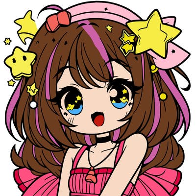 cute anime girl with star accessories