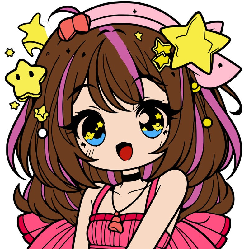 cute anime girl with star accessories