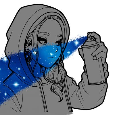 a realistic girl, spray painting