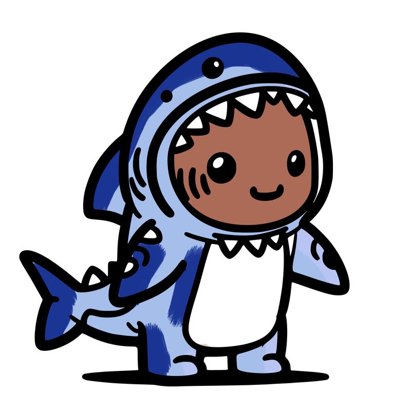 shark in a dinosaurs costume