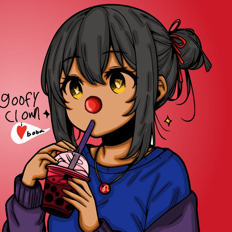 manga character drinking boba