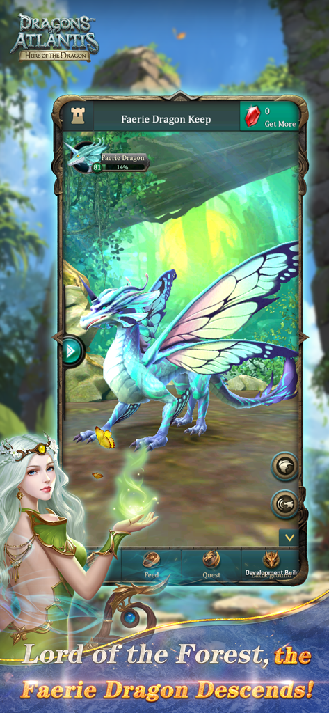 Dragons of Atlantis - A 3D Faerie Dragon with butterfly wings in its keep from the Dragons of Atlantis mobile game