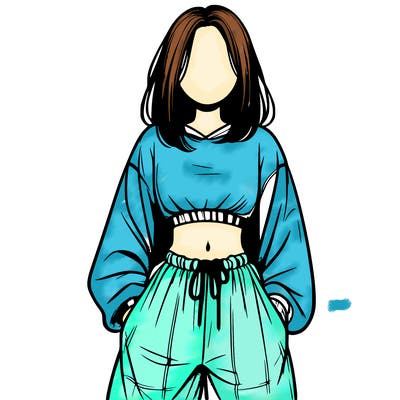 realistic girl faceless with baggy pants and a crop top