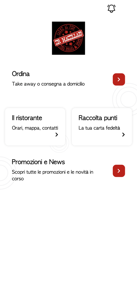 Er Macellaio - Roma - Er Macellaio Roma app home screen with options for food ordering and loyalty points