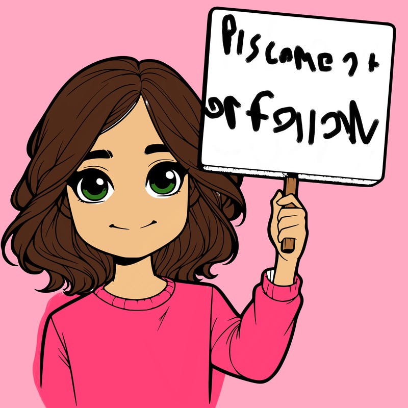 realistic girl holding up a sign