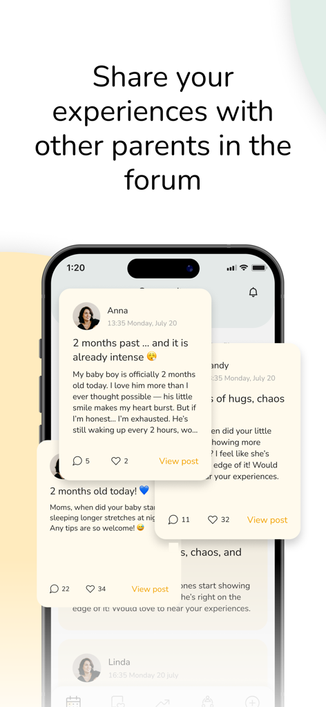 The Wonder Weeks - Baby leaps - Una captura de pantalla del foro comunitario de la aplicación The Wonder Weeks donde los padres comparten experiencias y consejos.