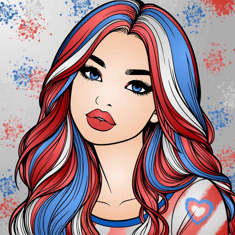 realistic girl with hair on her hair and lips