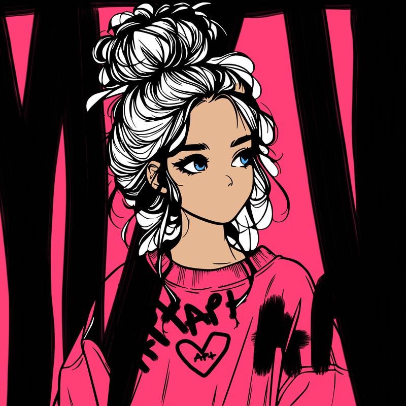 realistic girl with messy bun and oversized clothing