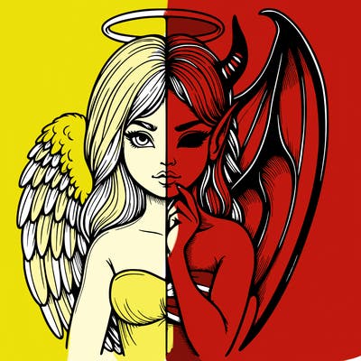 realistic angel half demon