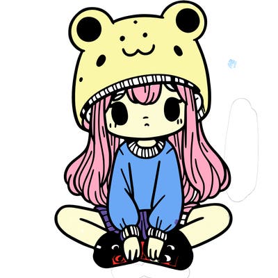 a girl wearing a frog hat and some frog socks