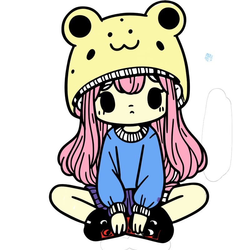 a girl wearing a frog hat and some frog socks