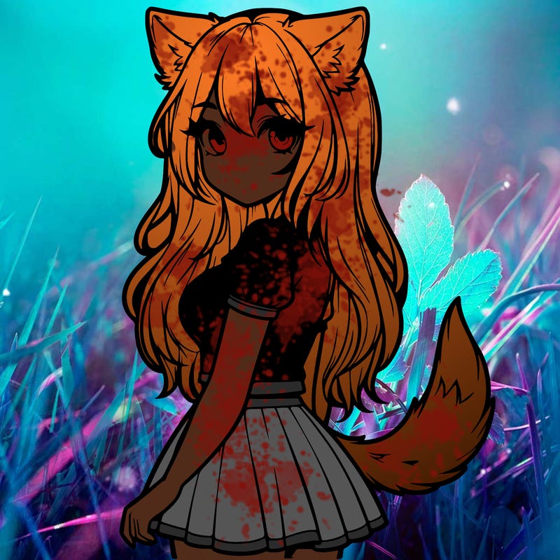 realistic girl with wolf ears and a tail