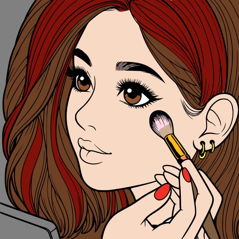 a realistic girl doing her makeup