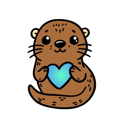 otter with a heart