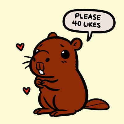 a pleading capybara saying please 40 likes