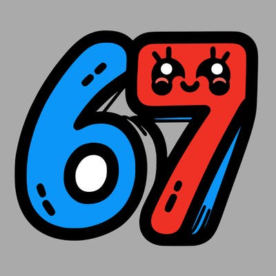 the numbers 67