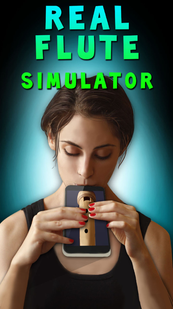 Real Flute Simulator - Una persona usando un teléfono inteligente para simular que toca una flauta de madera
