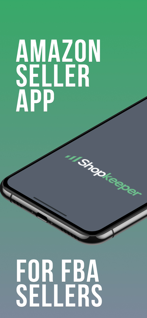 App mobile Shopkeeper per venditori FBA Amazon che mostra il logo del dashboard