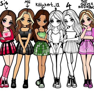 a group of girls realistic