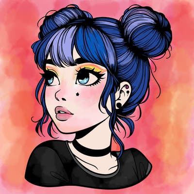 realistic girl with spacebuns