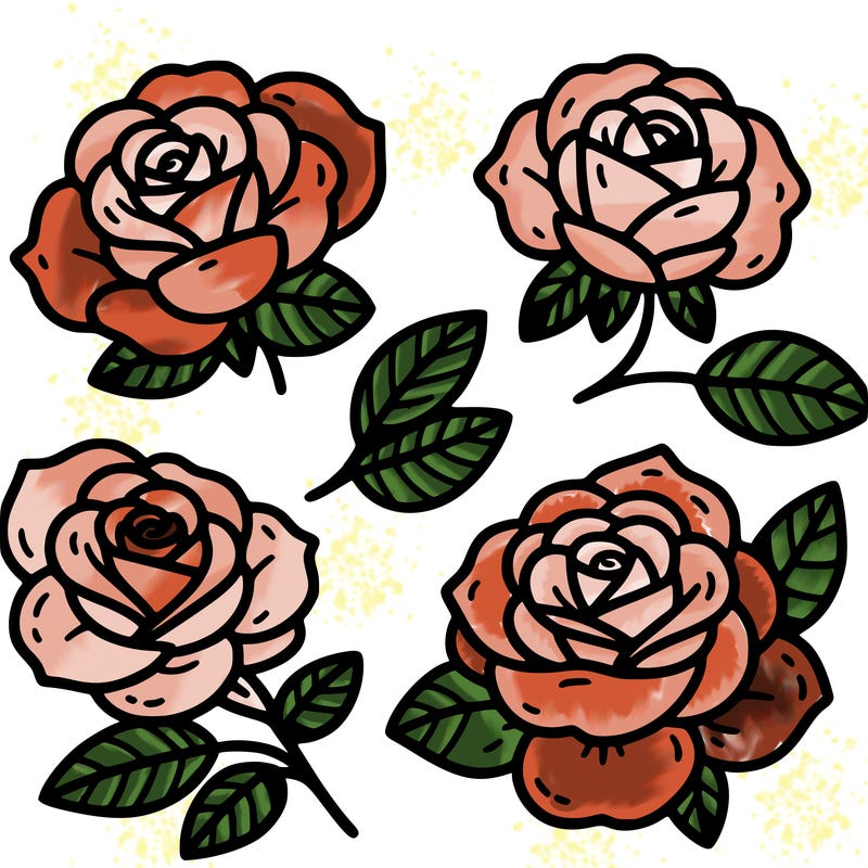 cute four pieces roses