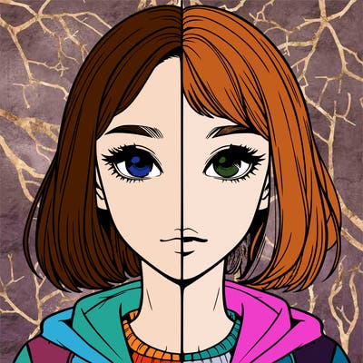 split realistic girl