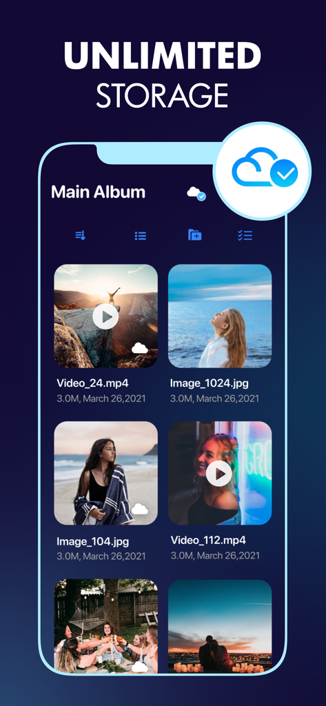 Secret Photo Vault: Pic Safe - Interface of Secret Photo Vault app showing unlimited cloud storage and a private media gallery.