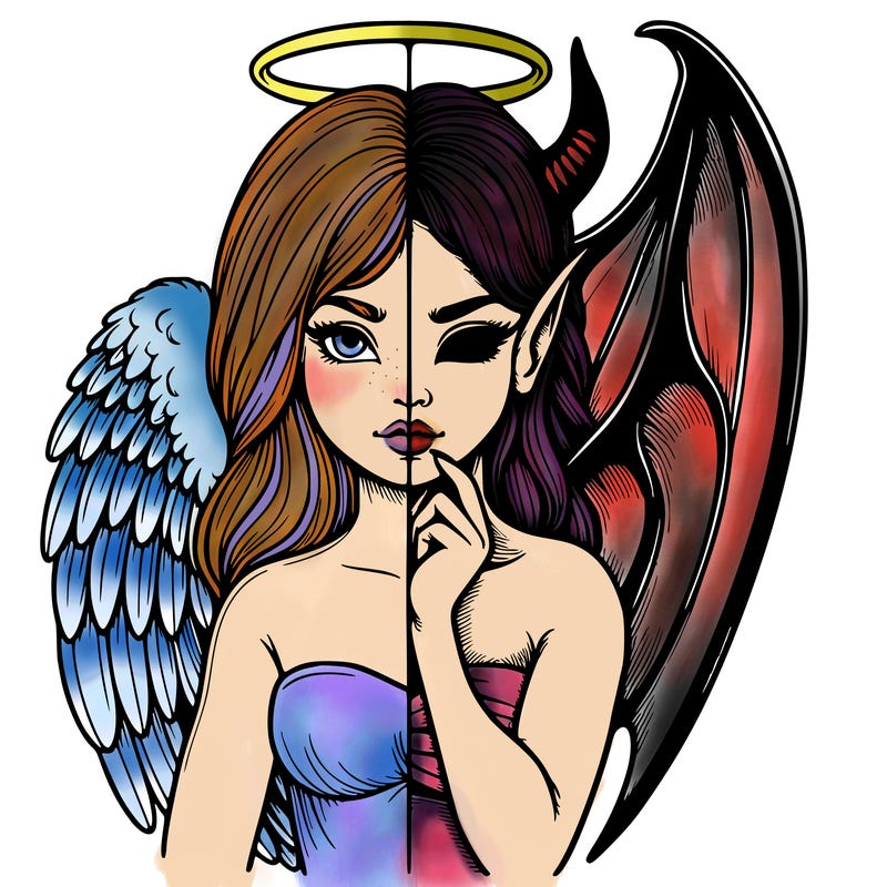 realistic angel half demon