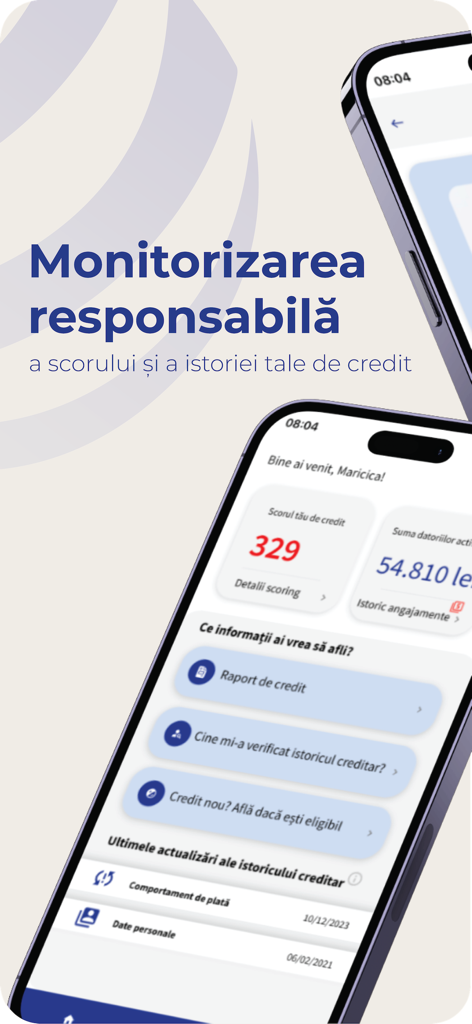 Infodebit - Infodebit mobile app interface for monitoring credit scores and financial history on a smartphone