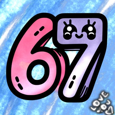 the numbers 67