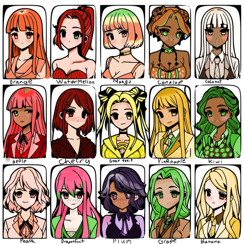 girls that look diffrent anime