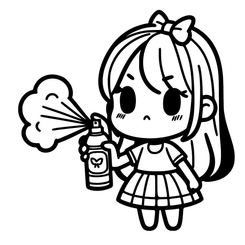 girl with spray in hand