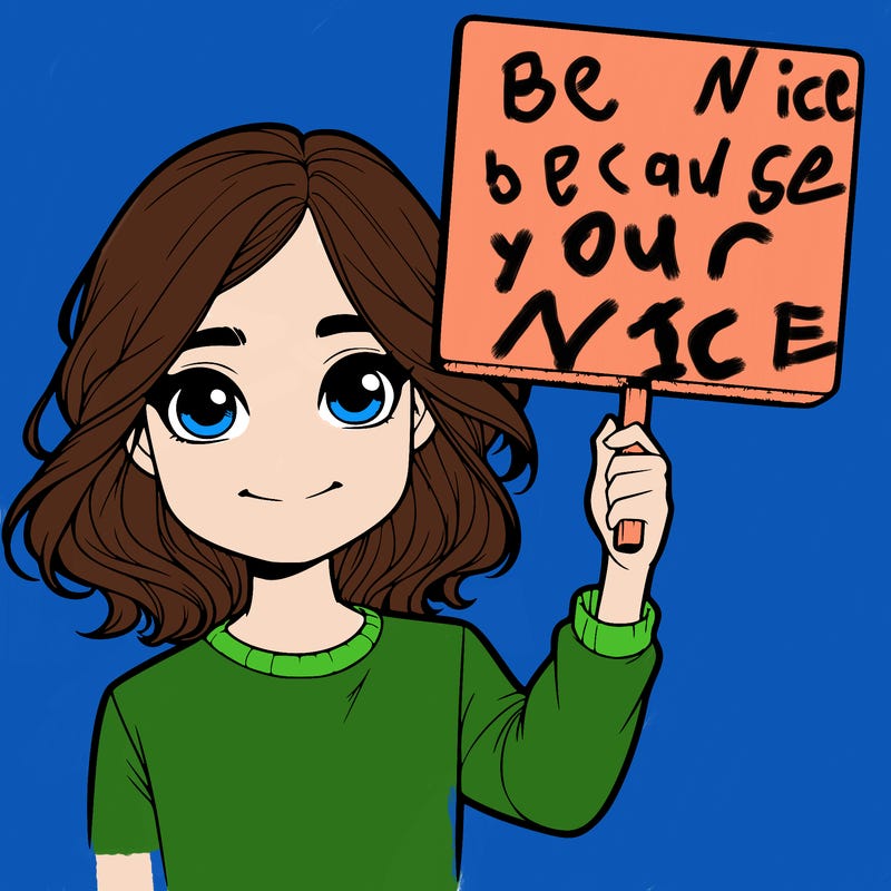 realistic girl holding up a sign