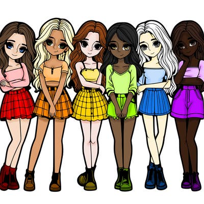 a group of girls realistic