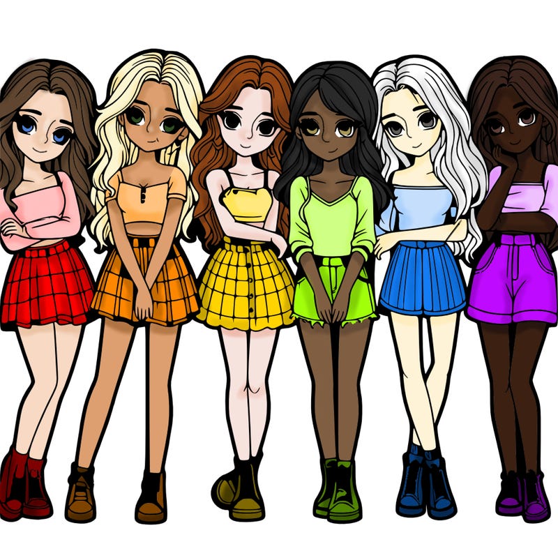 a group of girls realistic