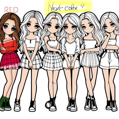 a group of girls realistic