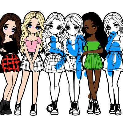 a group of girls realistic