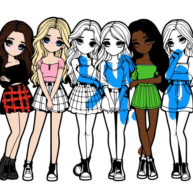 a group of girls realistic