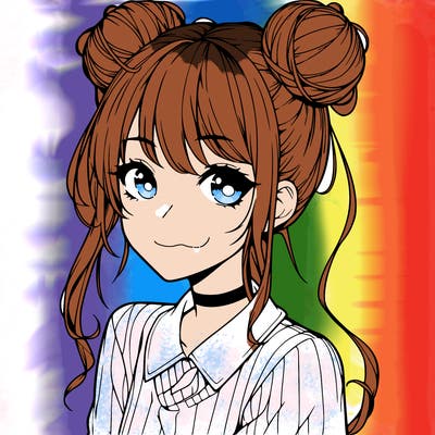 realistic anime girl with space buns