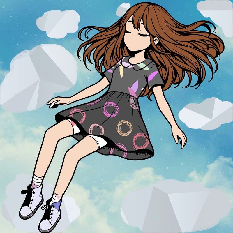 realistic girl floating