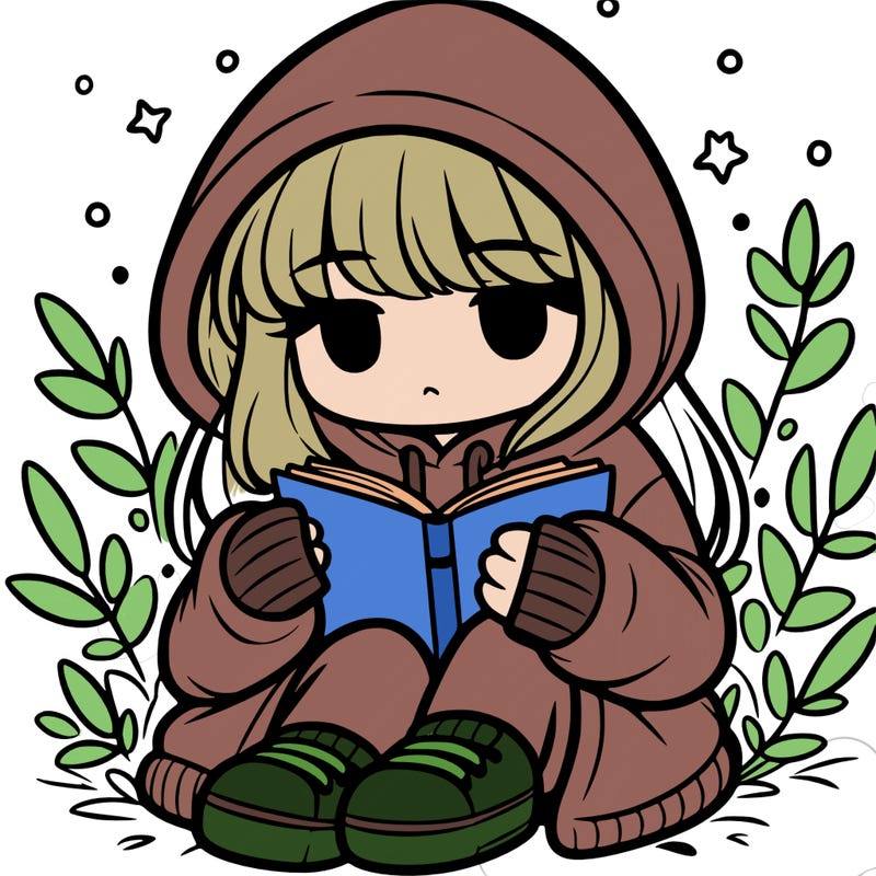 girl in oversized hoodie reading a book