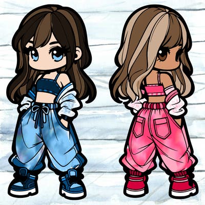 girl in crop top and baggy pants